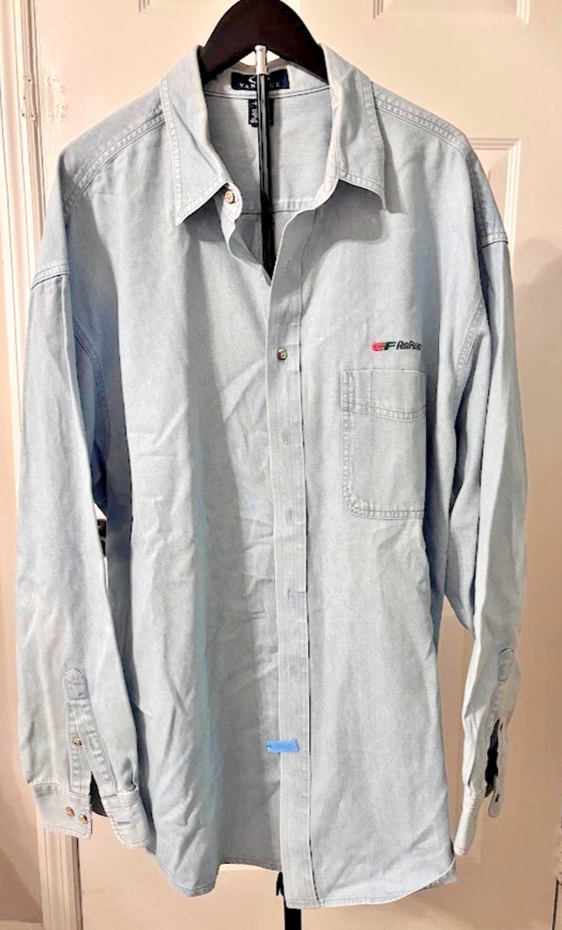 Vintage CF Freightways Denim Button Down Shirt Mens 2XL Consolidated AirFreight